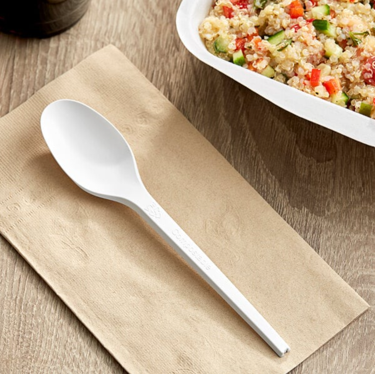 TrueBio Heavy Weight Compostable 6 1/2" CPLA Plastic Spoon